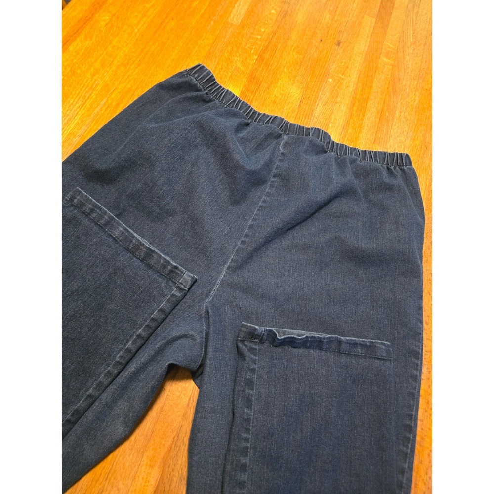 Denim 24/7 Women 22W Tall Blue Dark Wash Elastic Waist Wide Leg Pull On Jeans - Picture 10 of 10